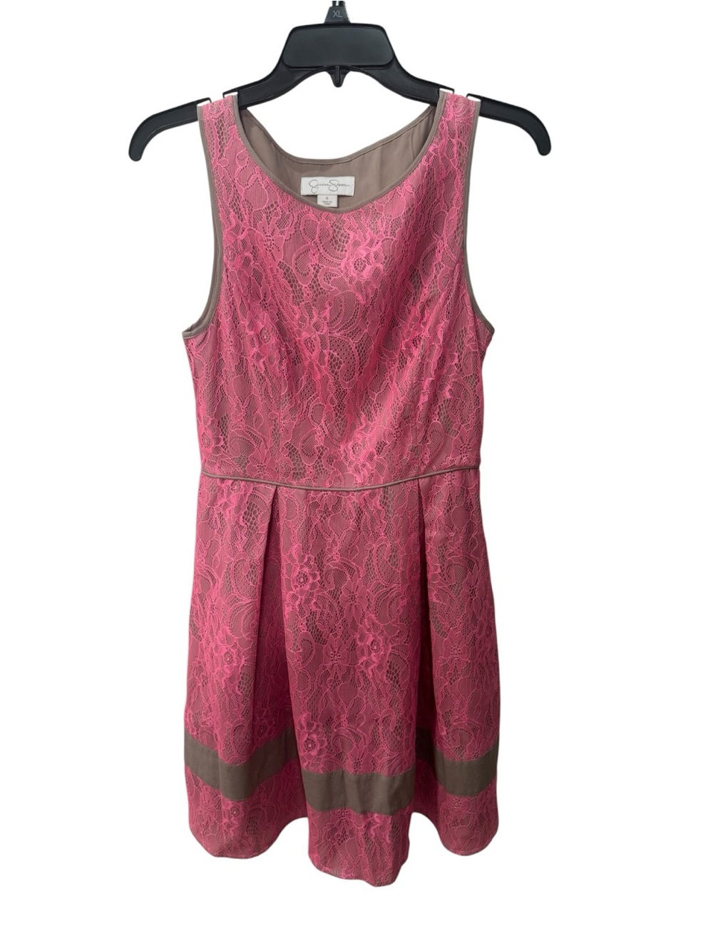 Jessica Simpson sleeveless pink lace fit-and-flare dress size 6